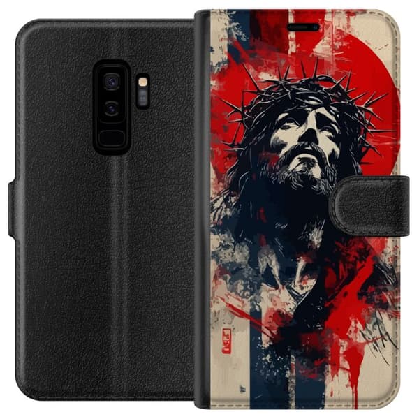 Samsung Galaxy S9+ Plånboksfodral Jesus med kors – kristet motiv med stark symbolik om tro och hopp