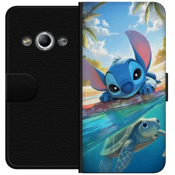Samsung Galaxy Xcover 3 Lommeboketui Stitch med skilpadde - søt blå alien i tropisk strandmiljø fra Disney