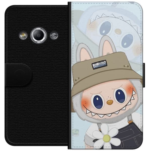 Samsung Galaxy Xcover 3 Lompakkokotelo Labubu hattuineen - Pop Mart -hahmo Mr. Butcher retrotyylillä ja luonteella