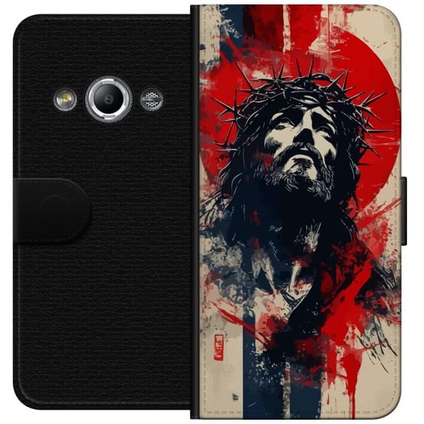 Samsung Galaxy Xcover 3 Lommeboketui Jesus med kors - kristent motiv med sterk symbolikk om tro og håp