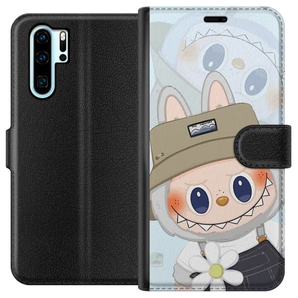 Huawei P30 Pro Tegnebogsetui Labubu med hat - Pop Mart figur Mr. Butcher i retro-stil med karakter