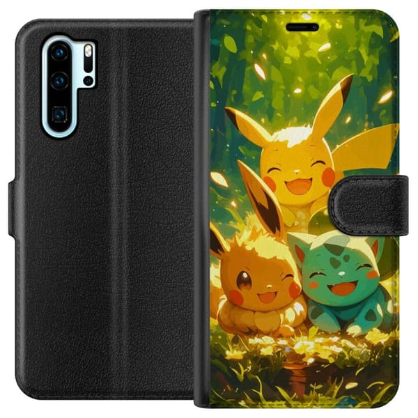 Huawei P30 Pro Tegnebogsetui Pixelmonster spillestil - farverig design til retro-elskende gamere