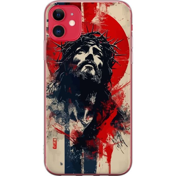 Apple iPhone 11 Gennemsigtig cover Jesus med kors - kristent motiv med stærk symbolik om tro og håb
