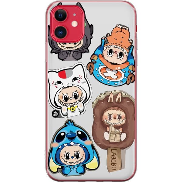 Apple iPhone 11 Gjennomsiktig deksel Labubu figure samling - Pop Mart Labubu The Monsters i fargerik design