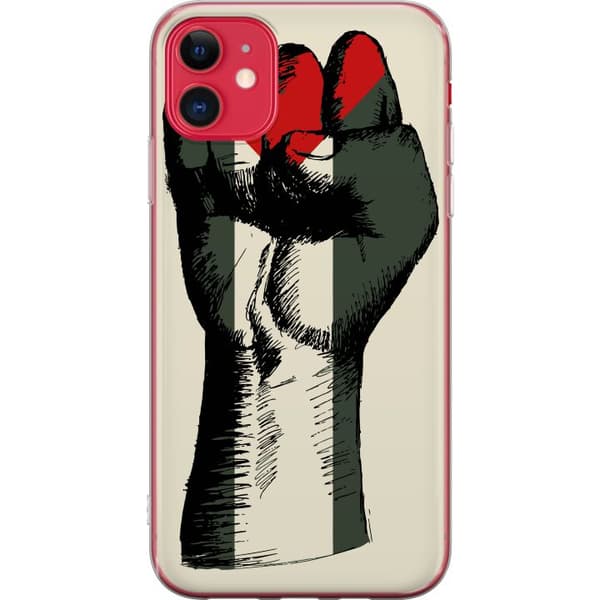Apple iPhone 11 Gjennomsiktig deksel Hand knyttet i Palestinas farger - kraftig symbol for frihetsbevegelsen