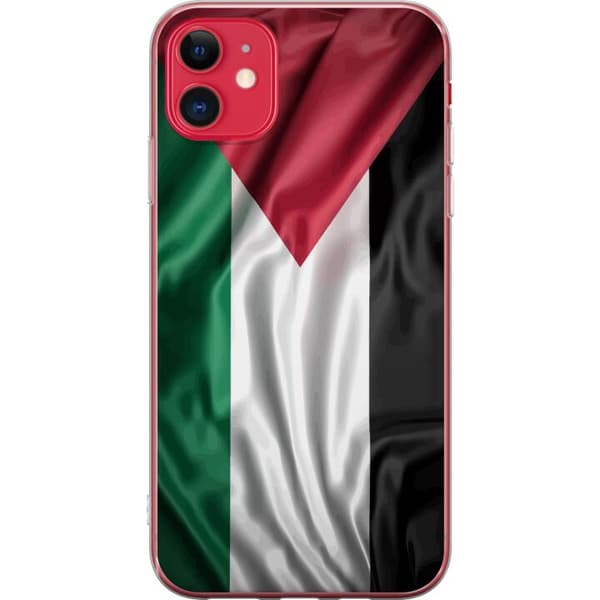Apple iPhone 11 Genomskinligt Skal Palestinaflaggan – ikoniskt frihetsmotiv i rött, svart, vitt och grönt