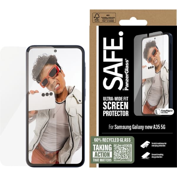 PanzerGlass - SAFE skjermbeskytter Galaxy new A36 5G UWF m. Aligner