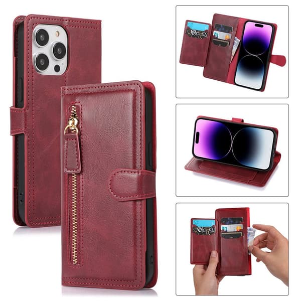 iPhone 15 Pro - Elegant PU-läderfodral med Multifunktionell Design
