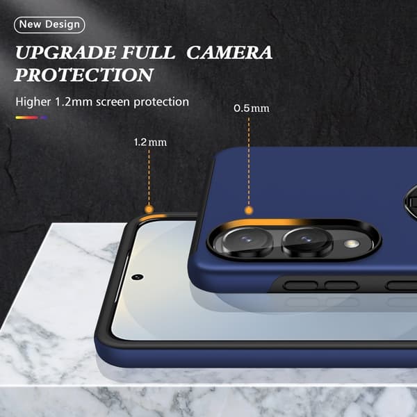 Till Samsung Galaxy S25 Edge Hybrid skal med Finger Ring - MörkBlå