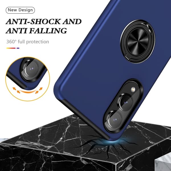 Till Samsung Galaxy S25 Edge Hybrid skal med Finger Ring - MörkBlå