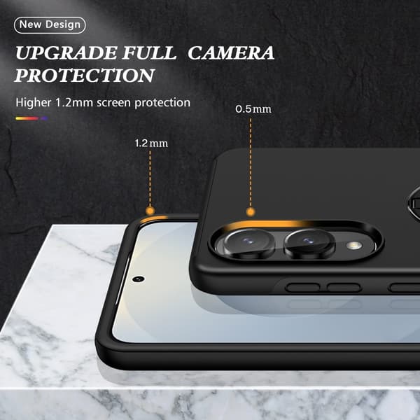 Till Samsung Galaxy S25 Edge Hybrid skal med Finger Ring - Svart