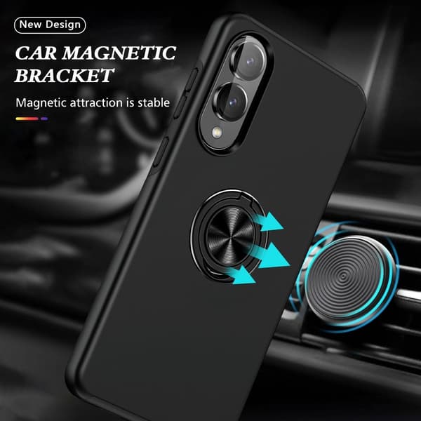 Till Samsung Galaxy S25 Edge Hybrid skal med Finger Ring - Svart