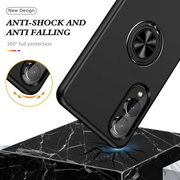 Till Samsung Galaxy S25 Edge Hybrid skal med Finger Ring - Svart