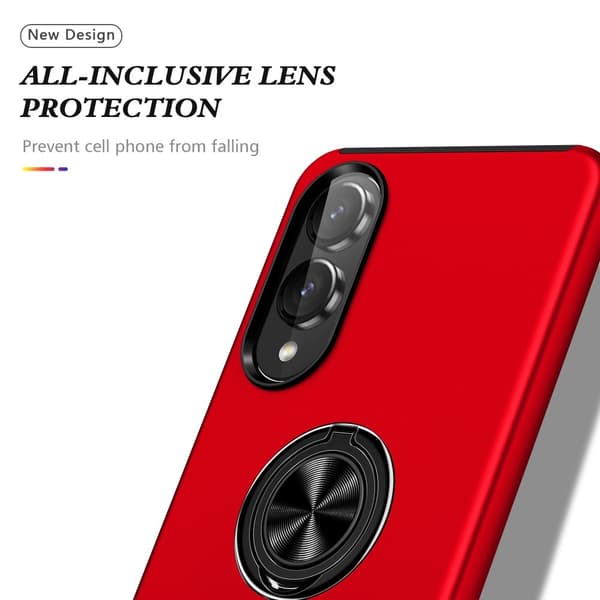 Till Samsung Galaxy S25 Edge Hybrid skal med Finger Ring - Röd