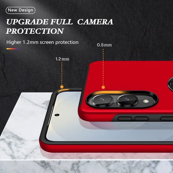 Till Samsung Galaxy S25 Edge Hybrid skal med Finger Ring - Röd