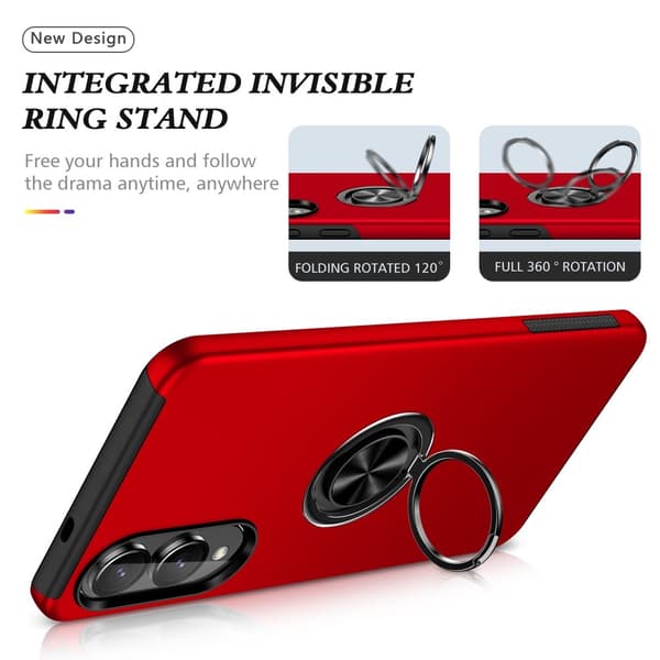 Till Samsung Galaxy S25 Edge Hybrid skal med Finger Ring - Röd