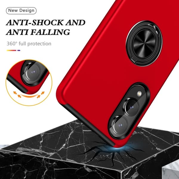 Till Samsung Galaxy S25 Edge Hybrid skal med Finger Ring - Röd