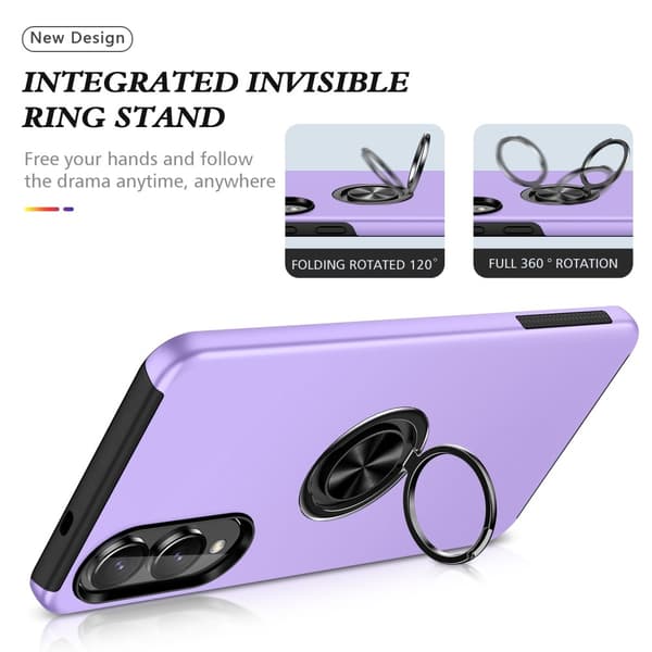 Till Samsung Galaxy S25 Edge Hybrid skal med Finger Ring - Lila