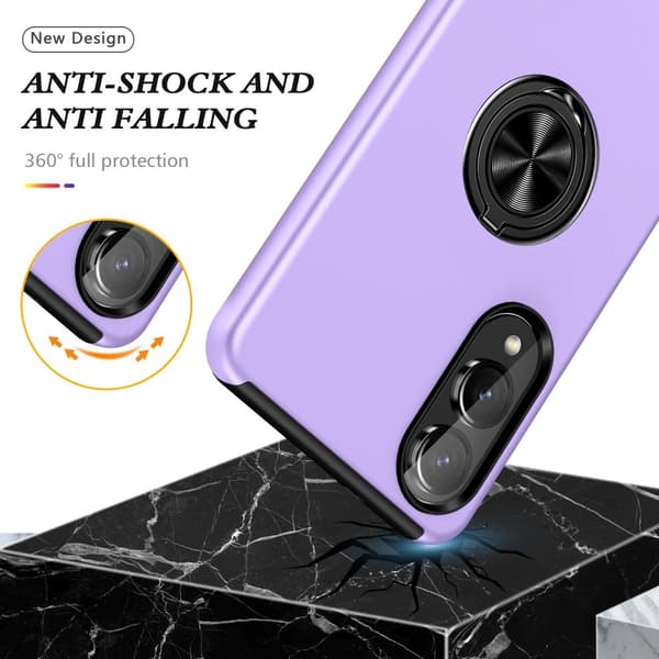 Till Samsung Galaxy S25 Edge Hybrid skal med Finger Ring - Lila