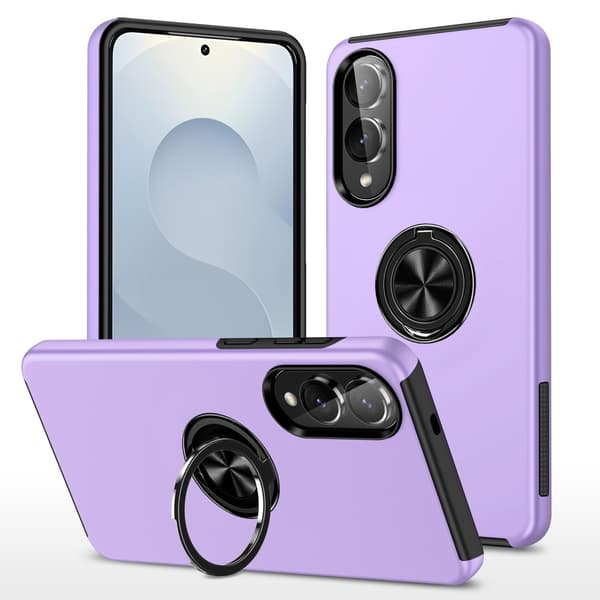 Till Samsung Galaxy S25 Edge Hybrid skal med Finger Ring - Lila