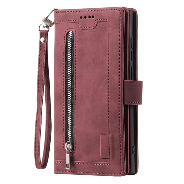 Til Samsung Galaxy S25 Edge Etui med Lynlåslomme og 9 Kortlommer