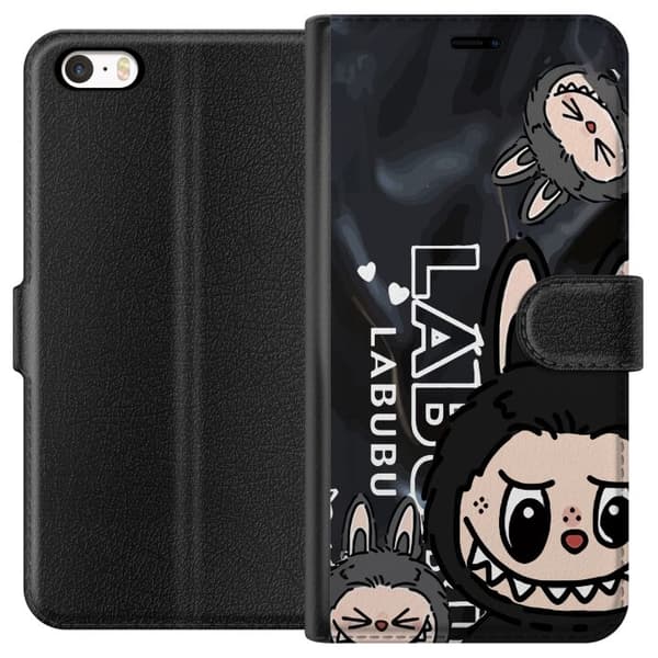 Apple iPhone 5 Lompakkokotelo <nl>Labubu Black Energy - Musta kuviointi katutyyliin