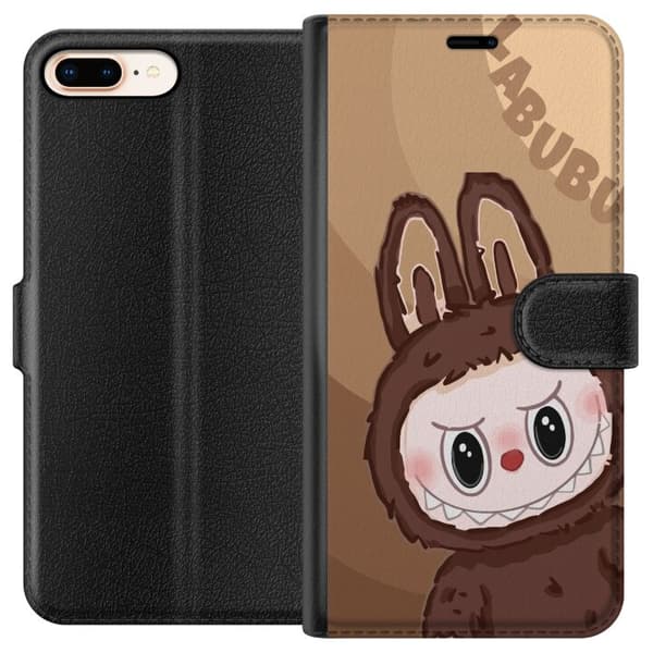 Apple iPhone 8 Plus Lommeboketui Labubu Sky Kosebamse - Hvit og Blå Design med Søt Stil
