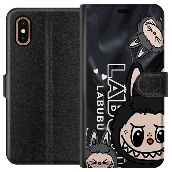 Apple iPhone XS Max Tegnebogsetui <nl>Labubu Black Energy - Sort mønster i gade stil