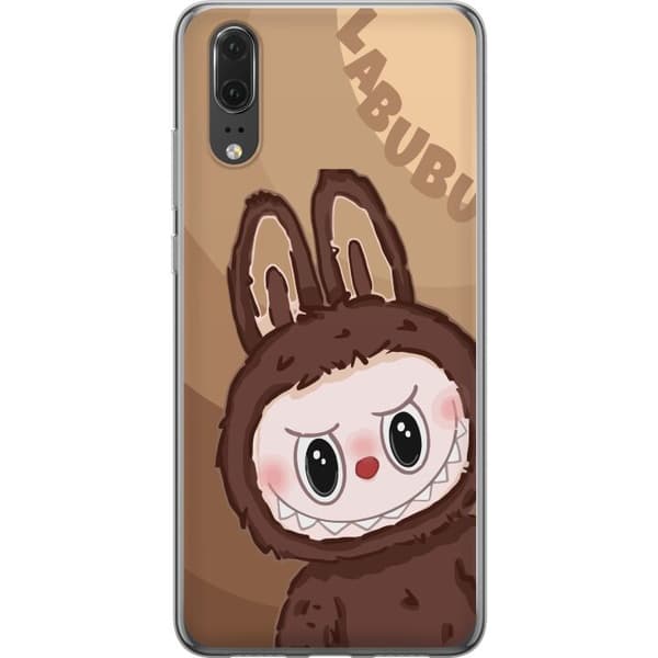 Huawei P20 Gennemsigtig cover Labubu Skyde Sød - Hvid og Blå Design med Sød Stil