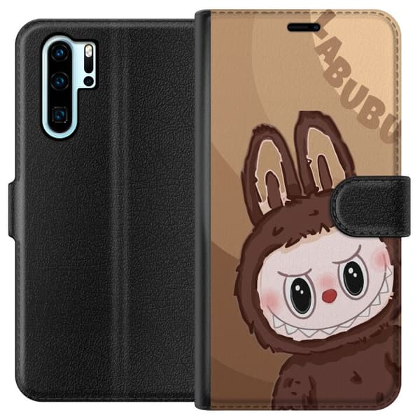 Huawei P30 Pro Lommeboketui Labubu Sky Kosebamse - Hvit og Blå Design med Søt Stil