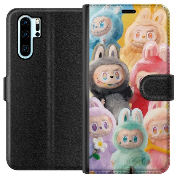Huawei P30 Pro Plånboksfodral Labubu Sketch Style – Handritat monster i tusch