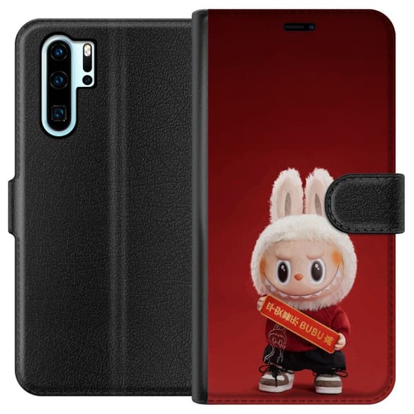 Huawei P30 Pro Tegnebogsetui Pop Mart The Monsters Labubu Held og Lykke Vinyl Plysdukke