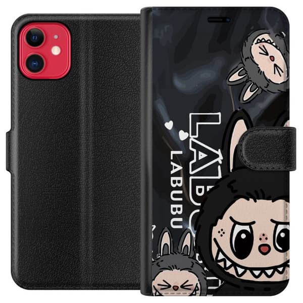 Apple iPhone 11 Tegnebogsetui <nl>Labubu Black Energy - Sort mønster i gade stil