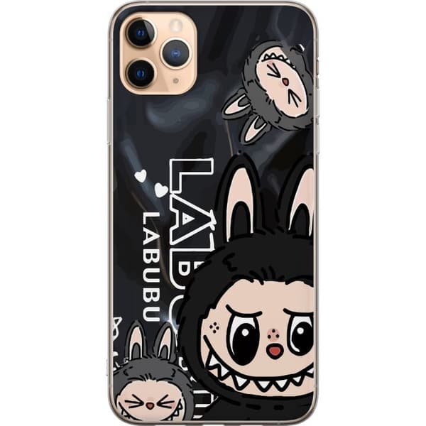 Apple iPhone 11 Pro Max Gennemsigtig cover <nl>Labubu Black Energy - Sort mønster i gade stil