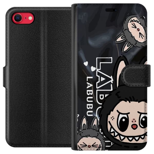 Apple iPhone 8 Tegnebogsetui <nl>Labubu Black Energy - Sort mønster i gade stil