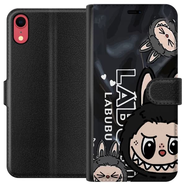 Apple iPhone XR Lompakkokotelo <nl>Labubu Black Energy - Musta kuviointi katutyyliin