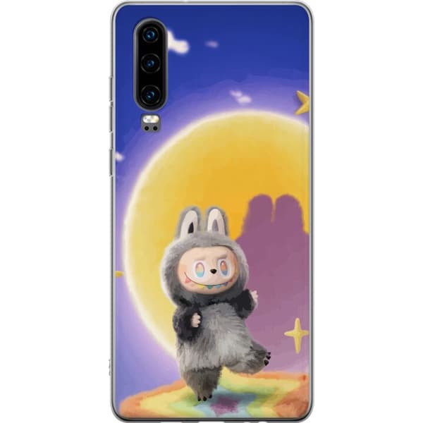 Huawei P30 Gennemsigtig cover Labubu Neon Pop - Neonfarvet pop art monster