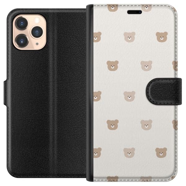 Apple iPhone 11 Pro Tegnebogsetui Teddybaggrund - søde teddybjørne mod en blød baggrund