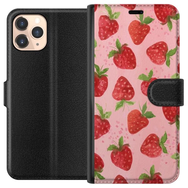 Apple iPhone 11 Pro Tegnebogsetui Jordbærdrømme - Retro-stil jordbærmønster