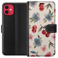Miniatyrbillede 1 af 3: Apple iPhone 11 Tegnebogsetui Bær & Blomster - mønster med blå blomster og skovbær