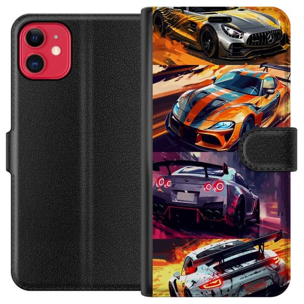Apple iPhone 11 Plånboksfodral Rally Fever – fartfyllt motiv med rallybilar
