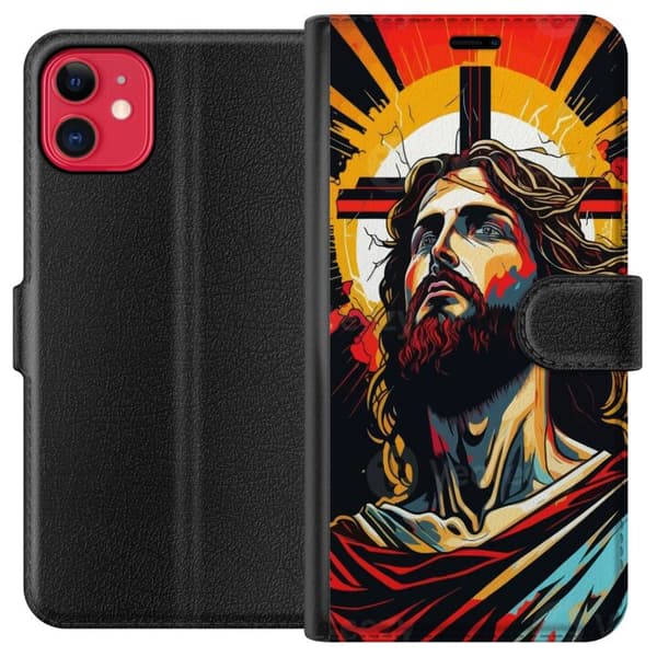 Apple iPhone 11 Plånboksfodral Jesus & Kort – religiöst motiv med djup symbolik
