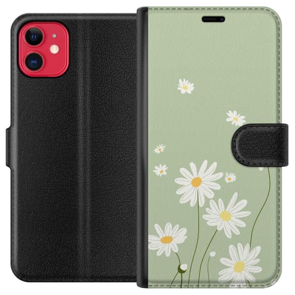 Apple iPhone 11 Plånboksfodral Prästkragar – blommigt mönster i svensk sommarstil