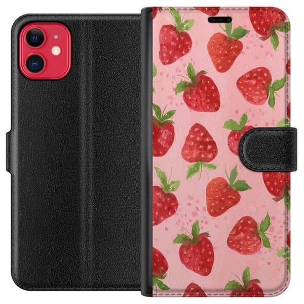 Apple iPhone 11 Lommeboketui Jordbærdrømmer - Retro-stil jordbærmønster