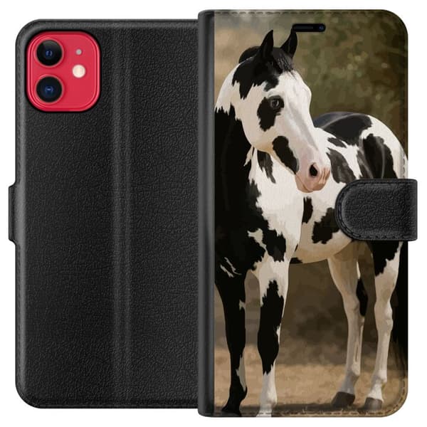 Apple iPhone 11 Tegnebogsetui Smuk Hest - elegant illustration af hestemotiv