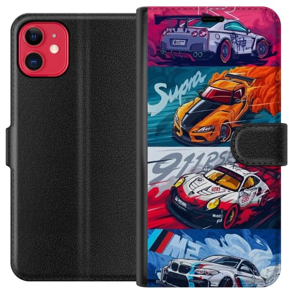 Apple iPhone 11 Lommeboketui Fartfylte Biler - Tegnet Mønster med Action