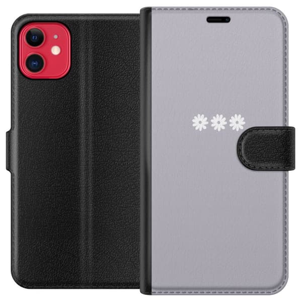 Apple iPhone 11 Lommeboketui Lilla Blomminimalisme - stilig blomstermotiv på lilla bakgrunn