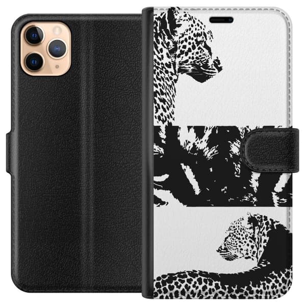 Apple iPhone 11 Pro Max Lompakkokotelo Leopard Faces