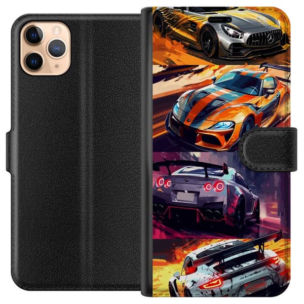Apple iPhone 11 Pro Max Tegnebogsetui Rallyfeber - fartfyldt motiv med rallybiler