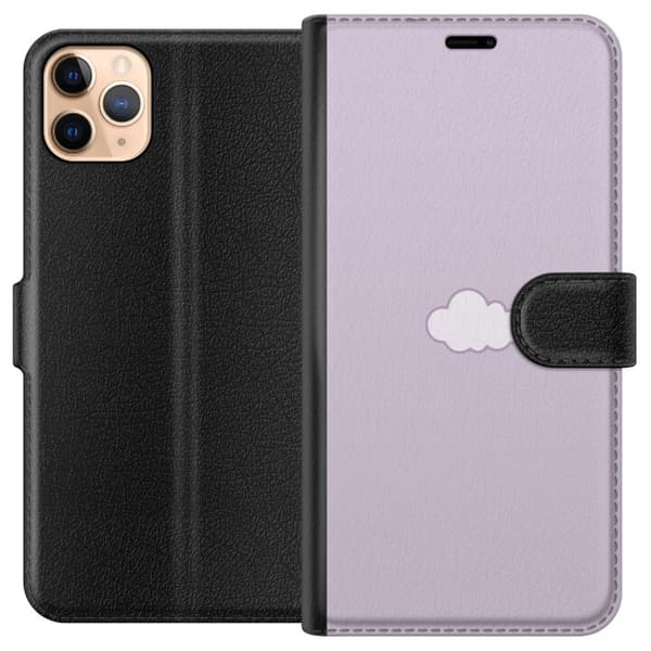 Apple iPhone 11 Pro Max Lompakkokotelo Lila Pilvi - minimalistinen pilvi lila taustalla